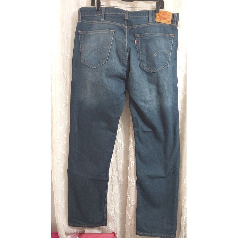 Levis 505 Regular Fit Straight Leg Mens Jeans Blue Denim W40 L32 - Picture 2 of 3